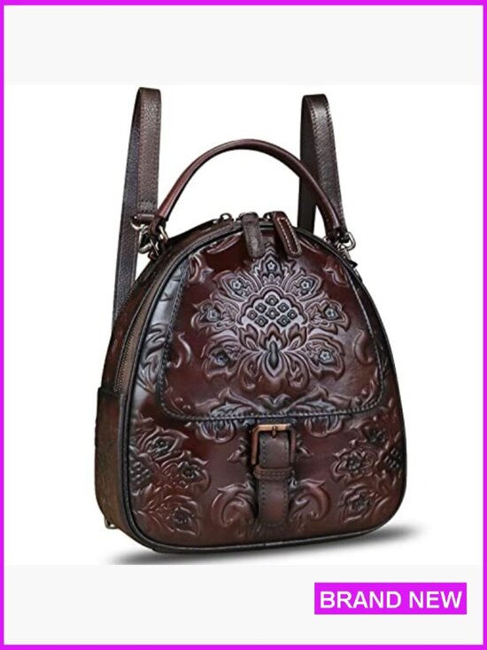 Vintage Genuine Leather Backpack Crossbody Daypack Adjustable Convertible Strap main image 3